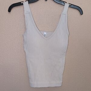 Zenana Outfitters Cream Ribbed Tank Top